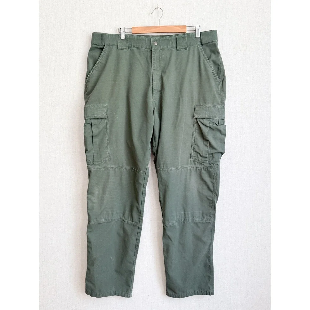 5.11 Tactical Cargo Pants Ripstop 2XL Green Reinforced Knee Utility 43x34
